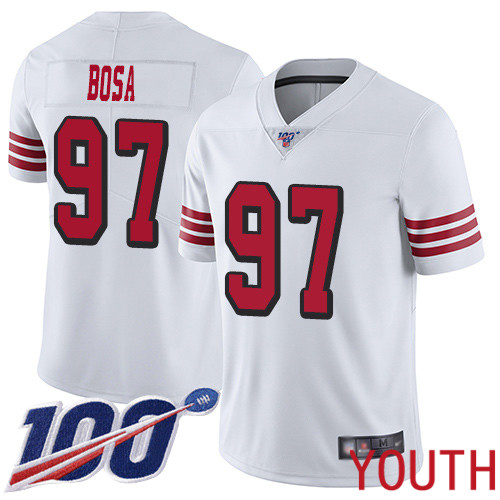 San Francisco 49ers Limited White Youth Nick Bosa NFL Jersey 97 100th Season Rush Vapor Untouchable